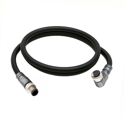 CBO12.5-1.32-C12.5/P DOUBLE ENDED PATCH CABLE, 5 PIN M12 F/M ELB/STR 1M PUR BLACK 22 AWG