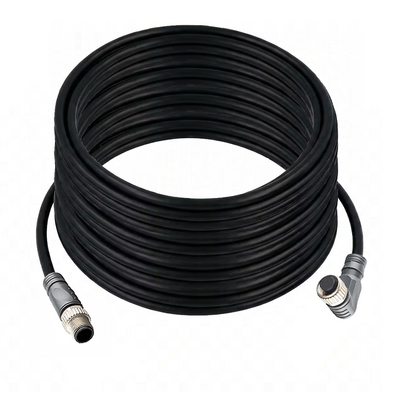 CBO12.4-20.32-C12.4/P DOUBLE ENDED PATCH CABLE, 4 PIN M12 F/M ELB/STR 20M PUR BLACK 22 AWG