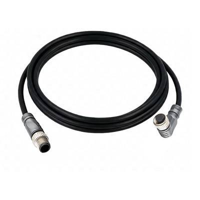 CBO12.4-2.32-C12.4/P DOUBLE ENDED PATCH CABLE, 4 PIN M12 F/M ELB/STR 2M PUR BLACK 22 AWG