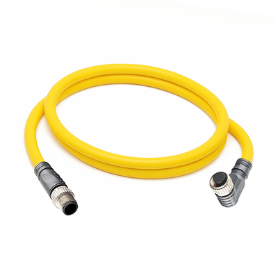 CBO12.4-1.33-C12.4/P DOUBLE ENDED PATCH CABLE, 4 PIN M12 F/M ELB/STR 1M PUR YELLOW 22 AWG
