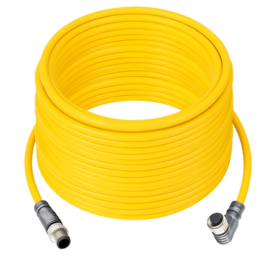 CBO12.4-20.33-C12.4/P DOUBLE ENDED PATCH CABLE, 4 PIN M12 F/M ELB/STR 20M PUR YELLOW 22 AWG
