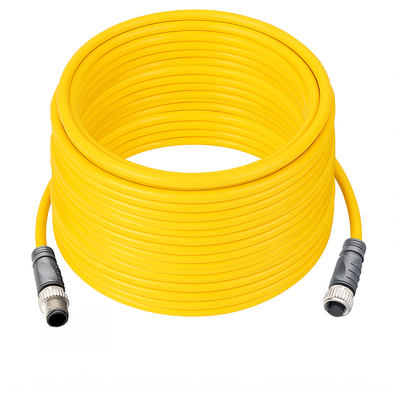 CO12.4-20.33-C12.4/P DOUBLE ENDED PATCH CABLE, 4 PIN M12 F/M STRAIGHT 20M PUR YELLOW 22 AWG