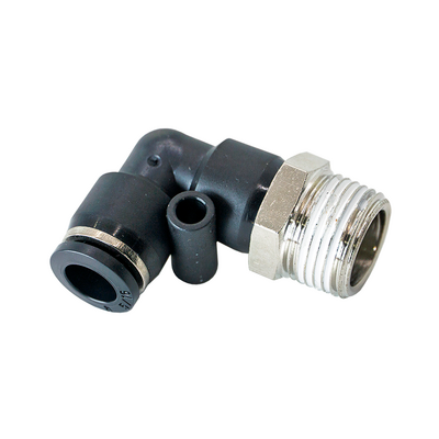 PL8-3/8NPT FLOFLEX FLOFLEX COMPOSITE PUSH-IN PNEUMATIC FITTING, 8MM TUBE X 3/8" NPT MALE 90 DEGREE REDUCING ELBOW