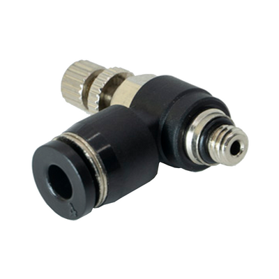 JSC4-M5 FLOFLEX FLOFLEX NPT X PUSH-IN FLOW CONTROL, 4MM TUBE X M5 MALE REDUCER METER OUT - KNOB ADJUSTMENT