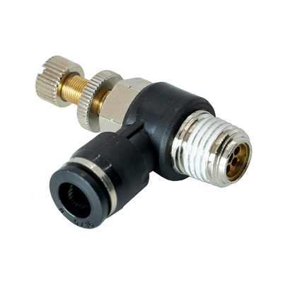 JSC8-1/4PT FLOFLEX FLOFLEX COMPOSITE FLOW CONTROL, 8MM TUBE X 1/4" BSPT MALE REDUCER METER OUT - KNOB ADJUSTMENT