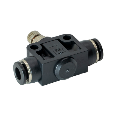 PA6 FLOFLEX FLOFLEX PLASTIC PUSH-IN PNEUMATIC FITTING, 6MM TUBE INLINE - KNOB ADJUSTMENT