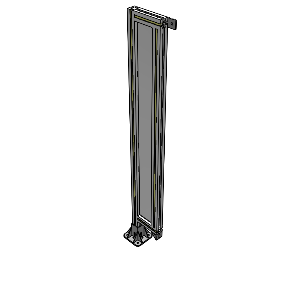 A1-1400-0200-0150-TYPFA SINGLE PANEL-LEG ON LEFT WITH TIE PLATES AND ANGLE 1400MM X 200MM  1/4" POLYCARBONATE, ASSEMBLED