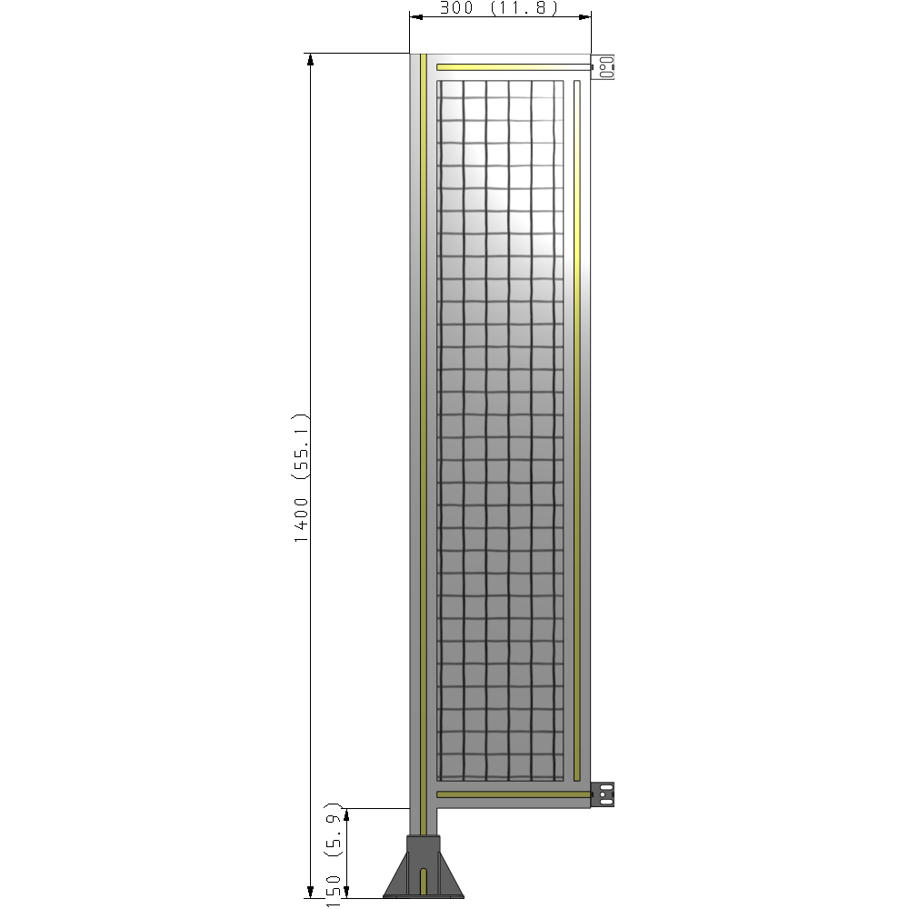 A1-1400-0300-0150-HYMFK SINGLE PANEL-LEG ON LEFT WITH HINGES 1400MM X 300MM  1" MESH, AS A KIT