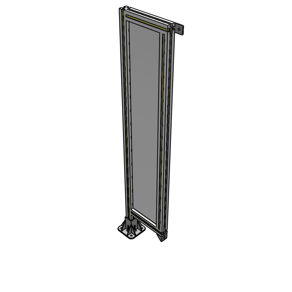 A1-1400-0300-0150-TYPFA SINGLE PANEL-LEG ON LEFT WITH TIE PLATES AND ANGLE 1400MM X 300MM  1/4" POLYCARBONATE, ASSEMBLED