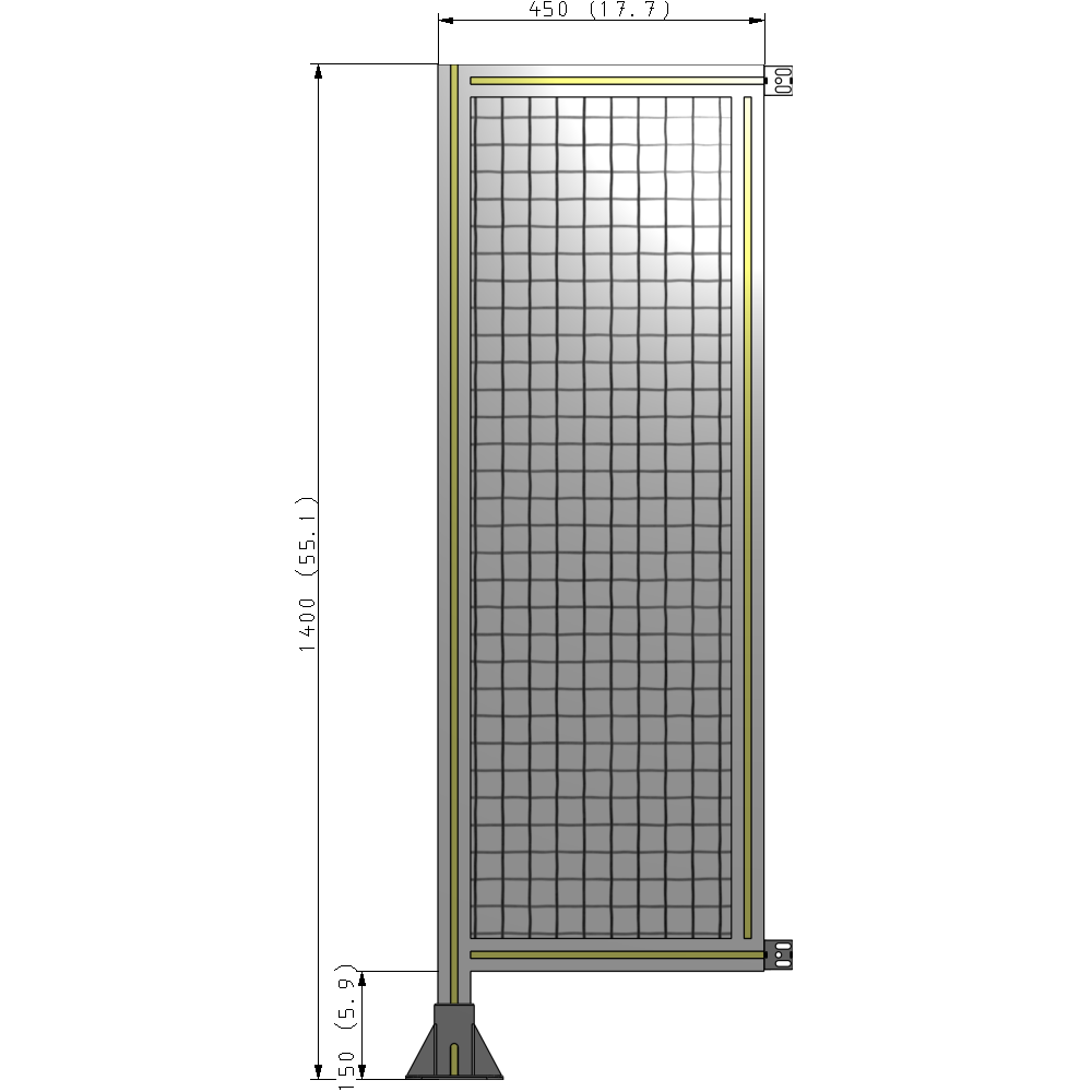 A1-1400-0450-0150-HYMFK SINGLE PANEL-LEG ON LEFT WITH HINGES 1400MM X 450MM  1" MESH, AS A KIT