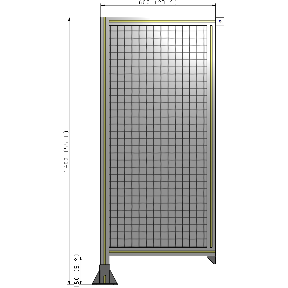 A1-1400-0600-0150-TYMFA SINGLE PANEL-LEG ON LEFT WITH TIE PLATES AND ANGLE 1400MM X 600MM  1" MESH, FULLY ASSEMBLED