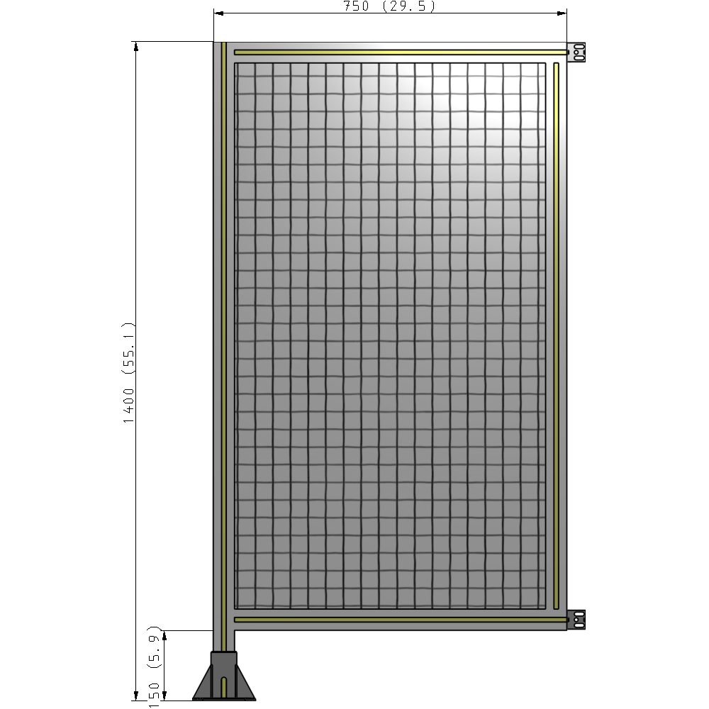 A1-1400-0750-0150-HYMFA SINGLE PANEL-LEG ON LEFT WITH HINGES 1400MM X 750MM  1" MESH, FULLY ASSEMBLED