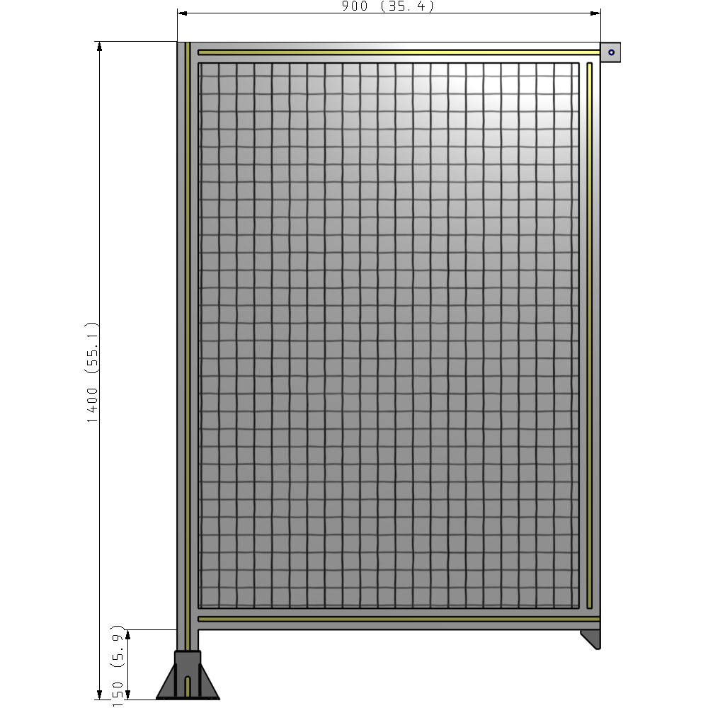 A1-1400-0900-0150-TYMFK SINGLE PANEL-LEG ON LEFT WITH TIE PLATES AND ANGLE 1400MM X 900MM  1" MESH, AS A KIT