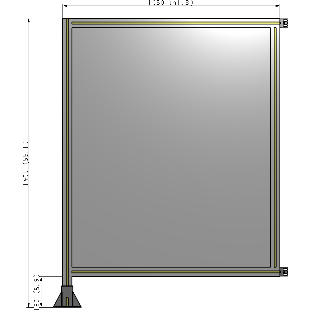 A1-1400-1050-0150-HYPFA SINGLE PANEL-LEG ON LEFT WITH HINGES 1400MM X 1050MM  1/4" POLYCARBONATE, FULLY ASSEMBLED