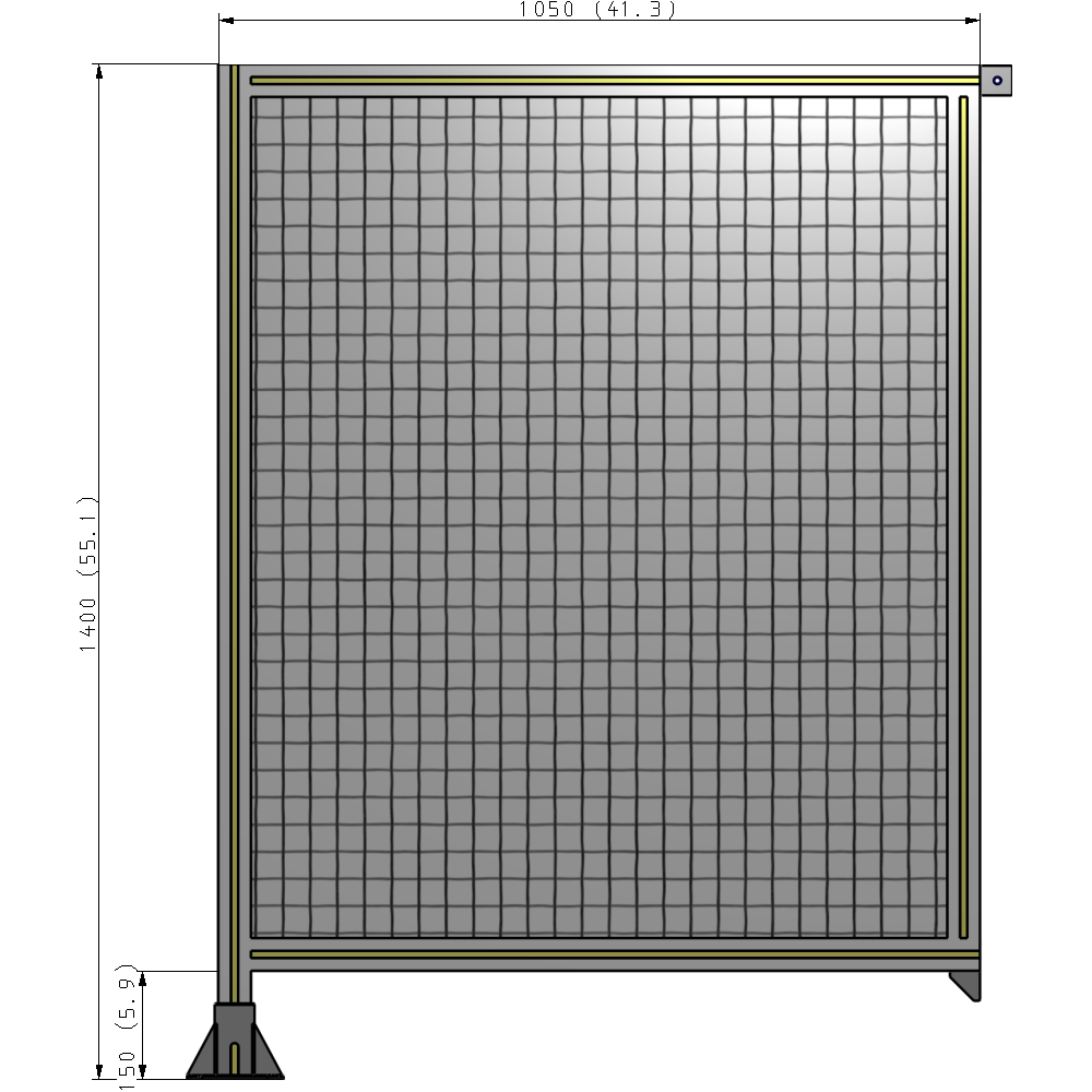 A1-1400-1050-0150-TYMFK SINGLE PANEL-LEG ON LEFT WITH TIE PLATES AND ANGLE 1400MM X 1050MM  1" MESH, AS A KIT