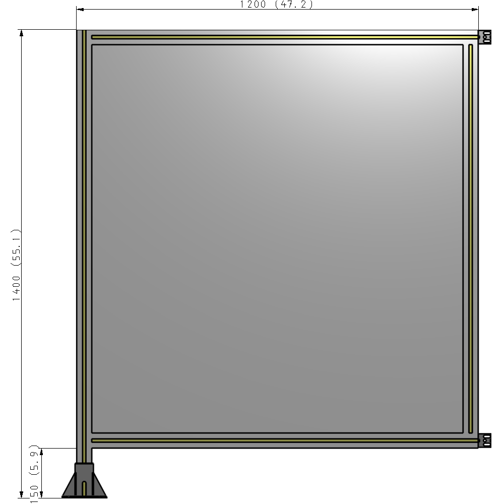 A1-1400-1200-0150-HYPFK SINGLE PANEL-LEG ON LEFT WITH HINGES 1400MM X 1200MM  1/4" POLYCARBONATE, AS A KIT