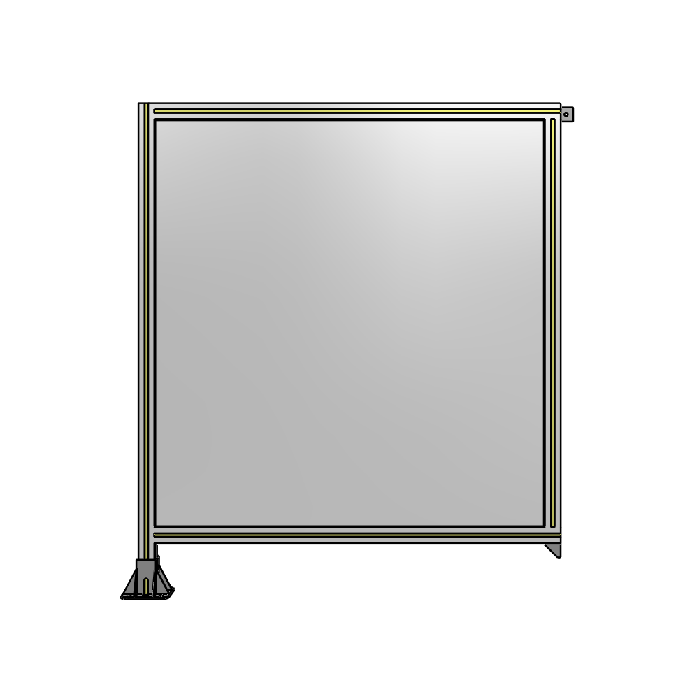 A1-1400-1200-0150-TYPFA SINGLE PANEL-LEG ON LEFT WITH TIE PLATES AND ANGLE 1400MM X 1200MM  1/4" POLYCARBONATE, ASSEMBLED