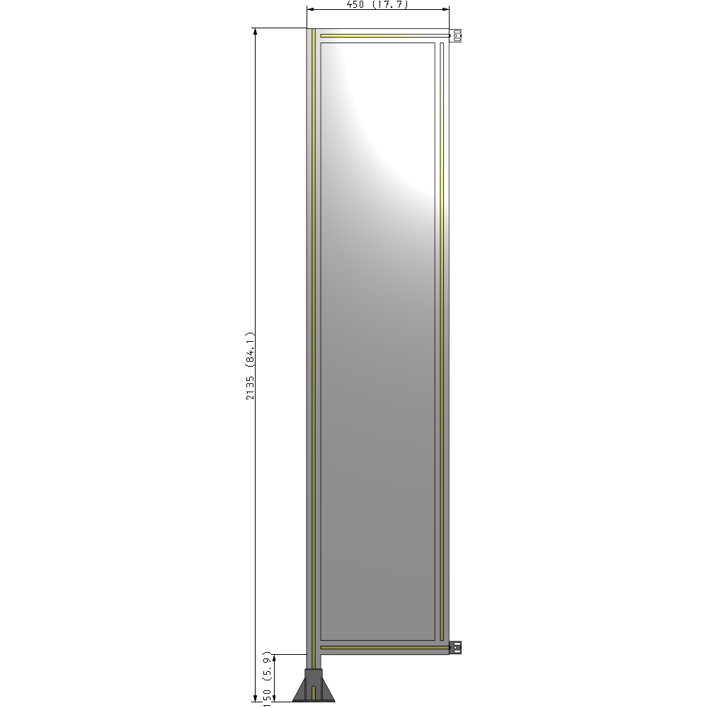 A1-2135-0450-0150-HYPFK SINGLE PANEL-LEG ON LEFT WITH HINGES 2135MM X 450MM  1/4" POLYCARBONATE, AS A KIT