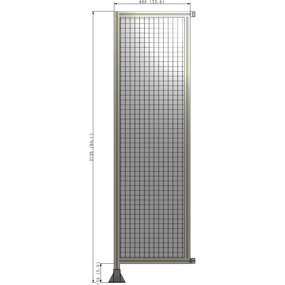A1-2135-0600-0150-HYMFK SINGLE PANEL-LEG ON LEFT WITH HINGES 2135MM X 600MM  1" MESH, AS A KIT