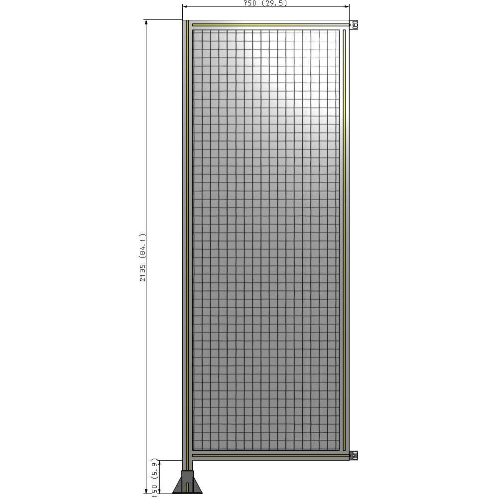 A1-2135-0750-0150-HYMFA SINGLE PANEL-LEG ON LEFT WITH HINGES 2135MM X 750MM  1" MESH, FULLY ASSEMBLED