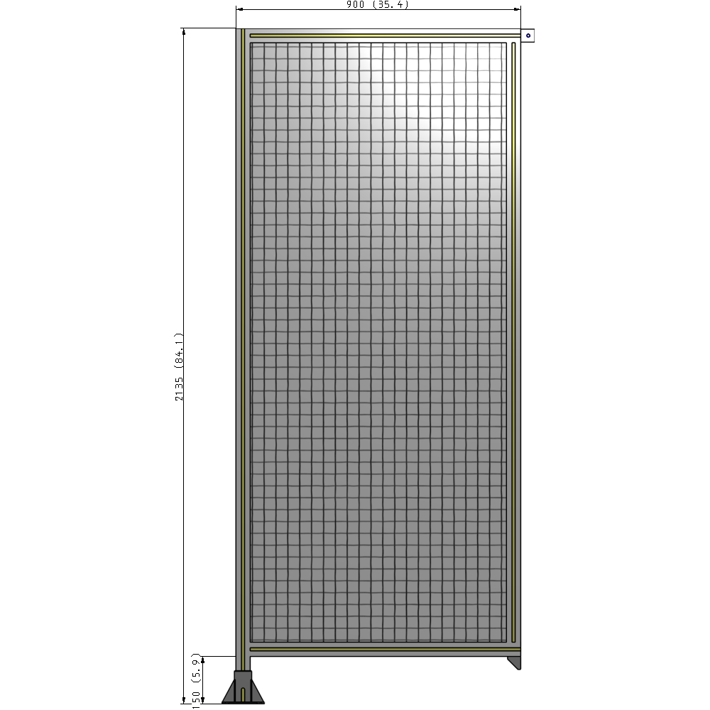 A1-2135-0900-0150-TYMFK SINGLE PANEL-LEG ON LEFT WITH TIE PLATES AND ANGLE 2135MM X 900MM  1" MESH, AS A KIT