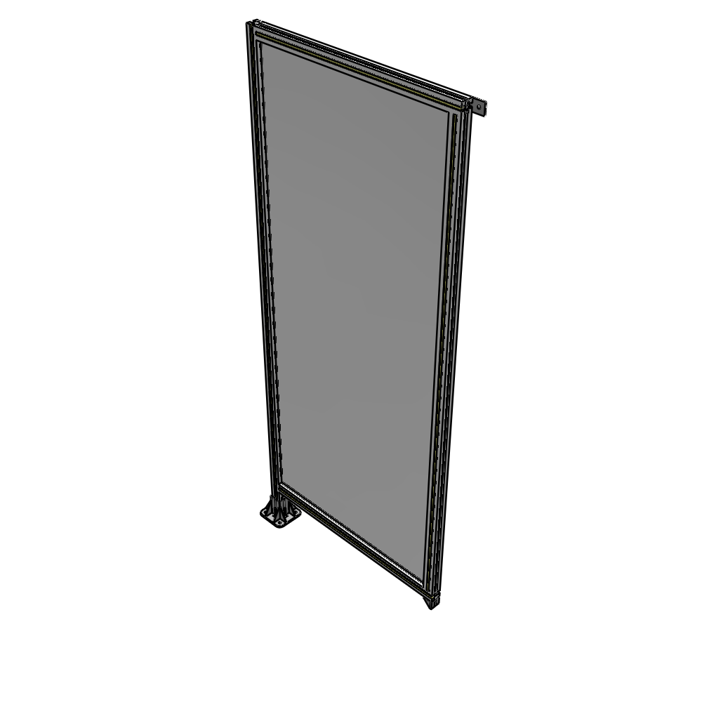 A1-2135-0900-0150-TYPFA SINGLE PANEL-LEG ON LEFT WITH TIE PLATES AND ANGLE 2135MM X 900MM  1/4" POLYCARBONATE, ASSEMBLED
