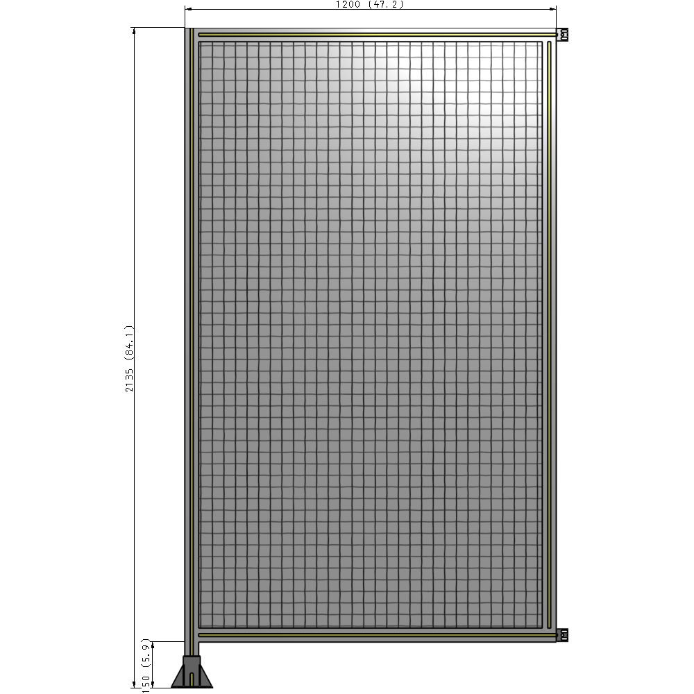 A1-2135-1200-0150-HYMFA SINGLE PANEL-LEG ON LEFT WITH HINGES 2135MM X 1200MM  1" MESH, FULLY ASSEMBLED