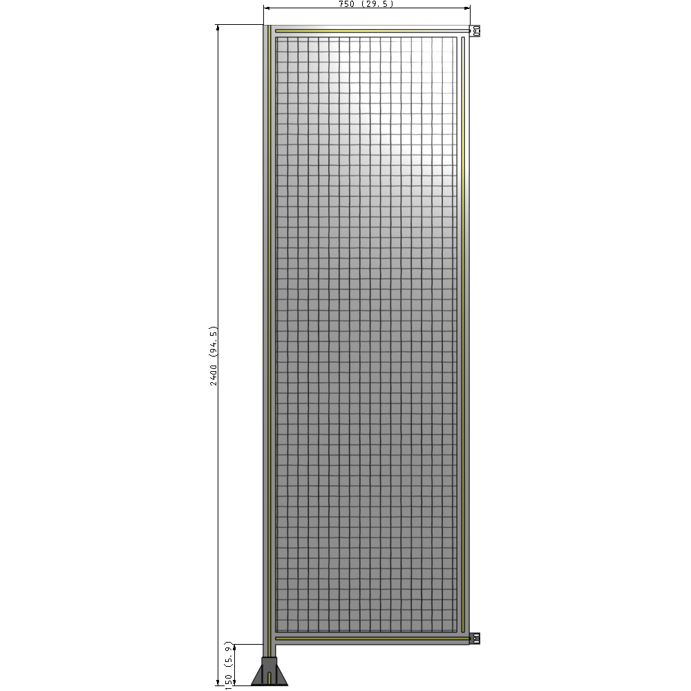 A1-2400-0750-0150-HYMFA SINGLE PANEL-LEG ON LEFT WITH HINGES 2400MM X 750MM  1" MESH, FULLY ASSEMBLED