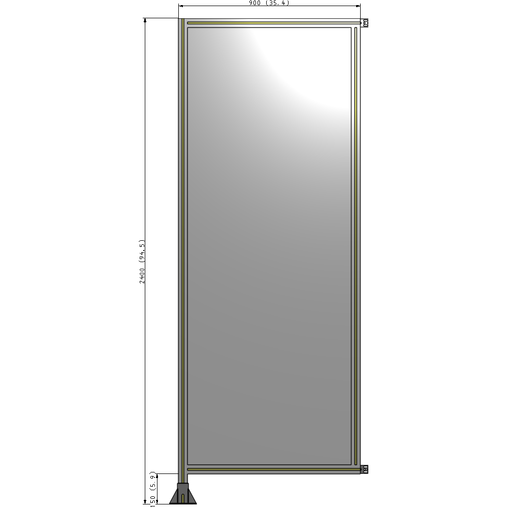 A1-2400-0900-0150-HYPFK SINGLE PANEL-LEG ON LEFT WITH HINGES 2400MM X 900MM  1/4" POLYCARBONATE, AS A KIT