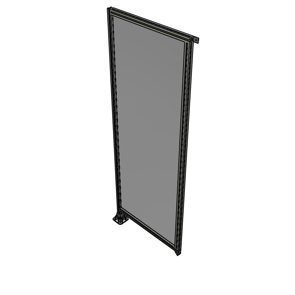 A1-2400-0900-0150-TYPFK SINGLE PANEL-LEG ON LEFT WITH TIE PLATES AND ANGLE 2400MM X 900MM  1/4" POLYCARBONATE, AS A KIT