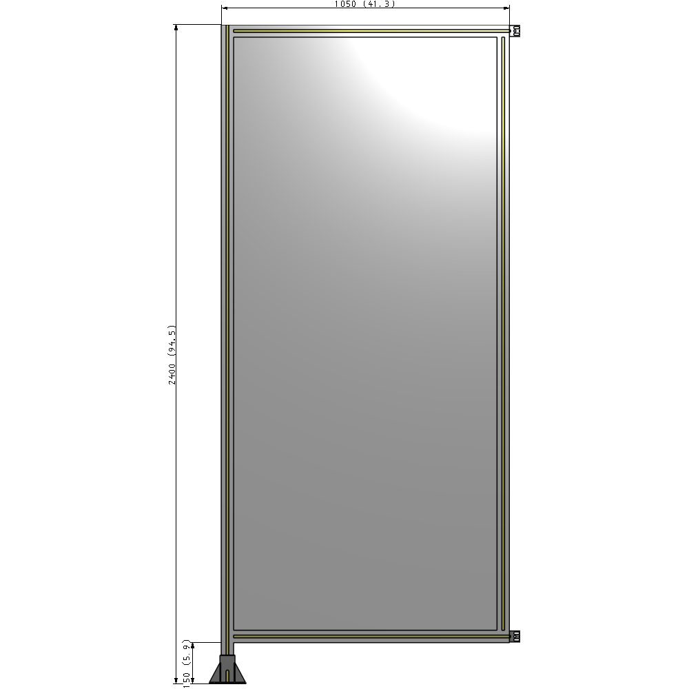A1-2400-1050-0150-HYPFK SINGLE PANEL-LEG ON LEFT WITH HINGES 2400MM X 1050MM  1/4" POLYCARBONATE, AS A KIT
