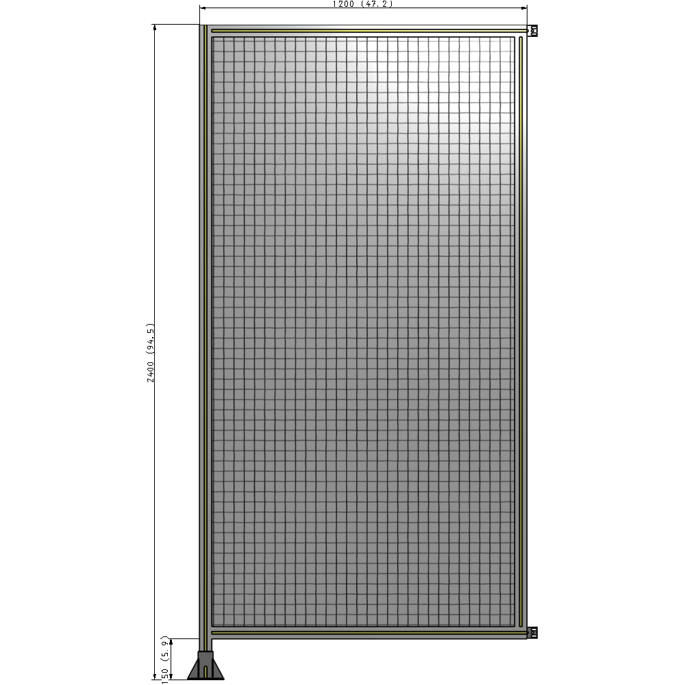 A1-2400-1200-0150-HYMFA SINGLE PANEL-LEG ON LEFT WITH HINGES 2400MM X 1200MM  1" MESH, FULLY ASSEMBLED
