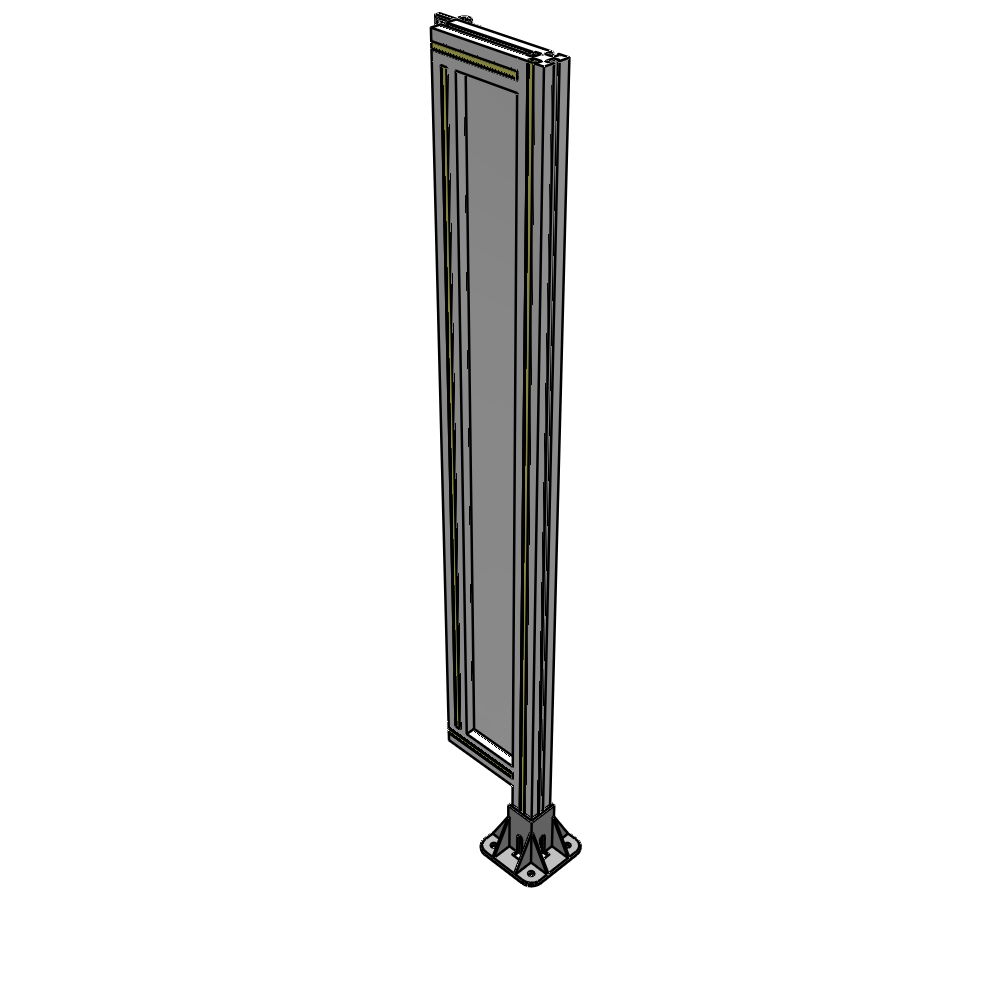 A2-1400-0200-0150-HYPFK SINGLE PANEL-LEG ON RIGHT WITH HINGES 1400MM X 200MM  1/4" POLYCARBONATE, AS A KIT