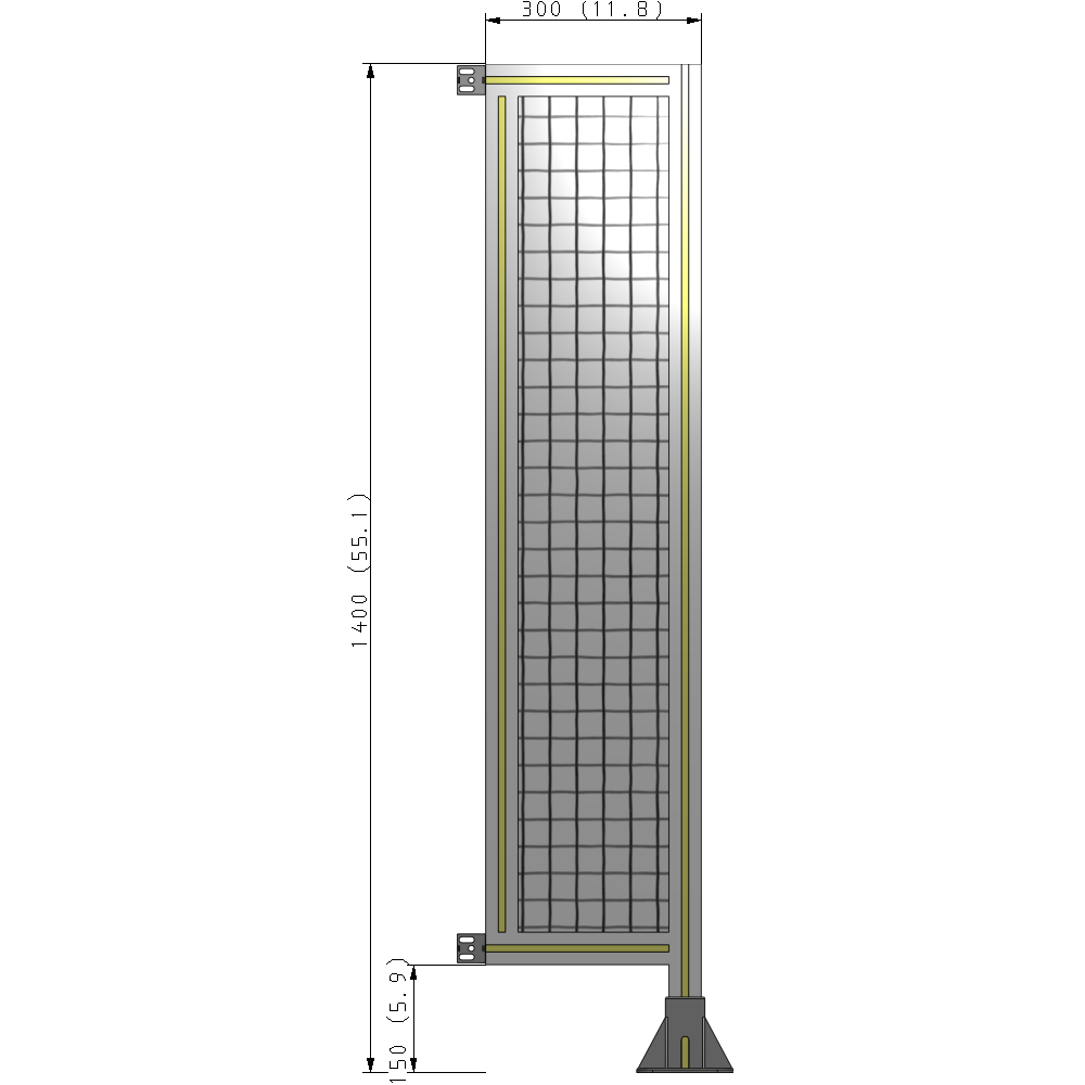 A2-1400-0300-0150-HYMFK SINGLE PANEL-LEG ON RIGHT WITH HINGES 1400MM X 300MM  1" MESH, AS A KIT