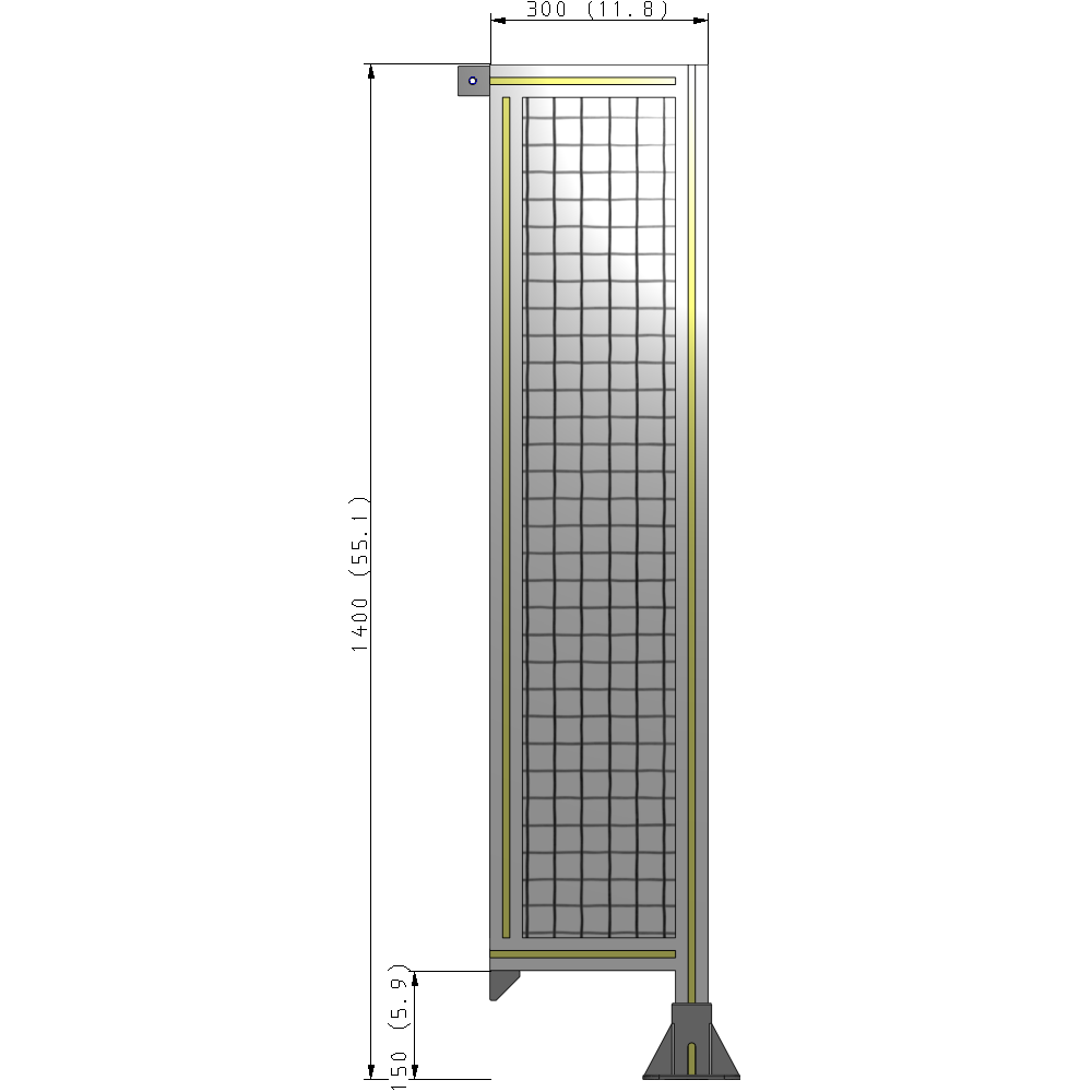 A2-1400-0300-0150-TYMFK SINGLE PANEL-LEG ON RIGHT WITH TIE PLATES AND ANGLE 1400MM X 300MM  1" MESH, AS A KIT
