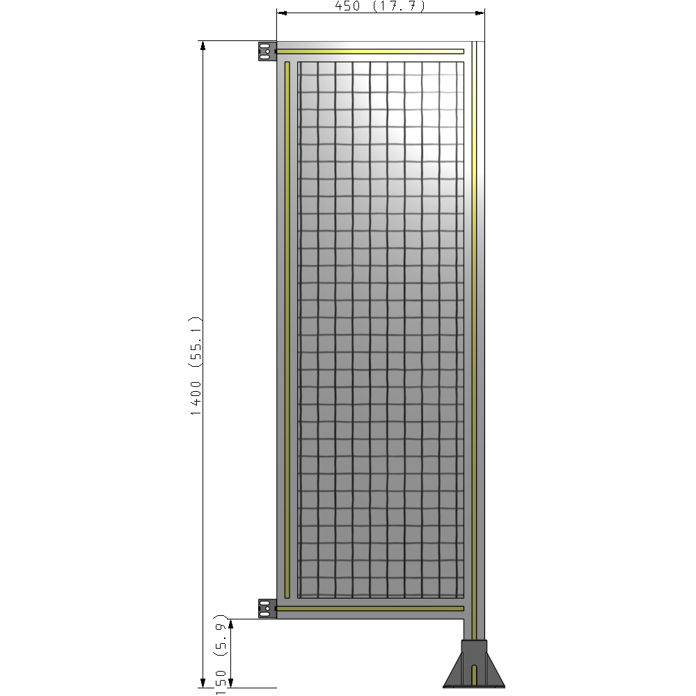 A2-1400-0450-0150-HYMFK SINGLE PANEL-LEG ON RIGHT WITH HINGES 1400MM X 450MM  1" MESH, AS A KIT