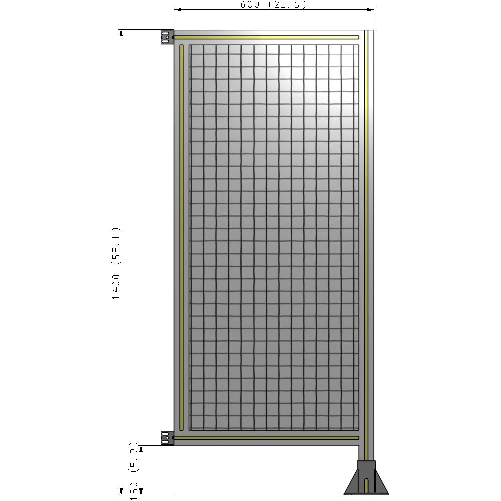 A2-1400-0600-0150-HYMFK SINGLE PANEL-LEG ON RIGHT WITH HINGES 1400MM X 600MM  1" MESH, AS A KIT