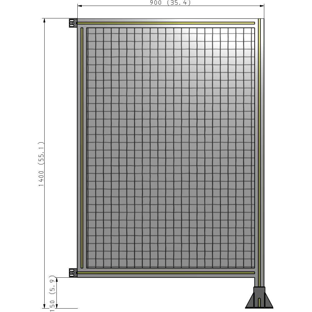 A2-1400-0900-0150-HYMFA SINGLE PANEL-LEG ON RIGHT WITH HINGES 1400MM X 900MM  1" MESH, FULLY ASSEMBLED