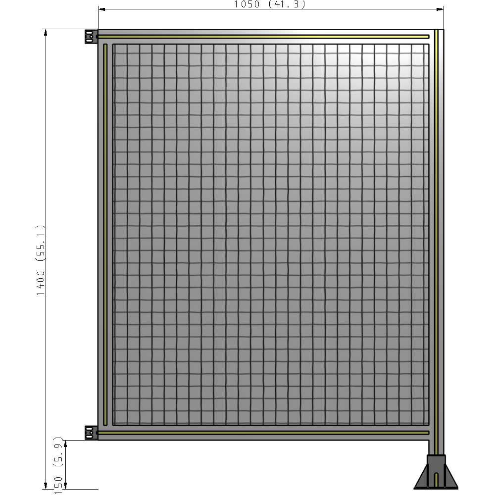 A2-1400-1050-0150-HYMFK SINGLE PANEL-LEG ON RIGHT WITH HINGES 1400MM X 1050MM  1" MESH, AS A KIT