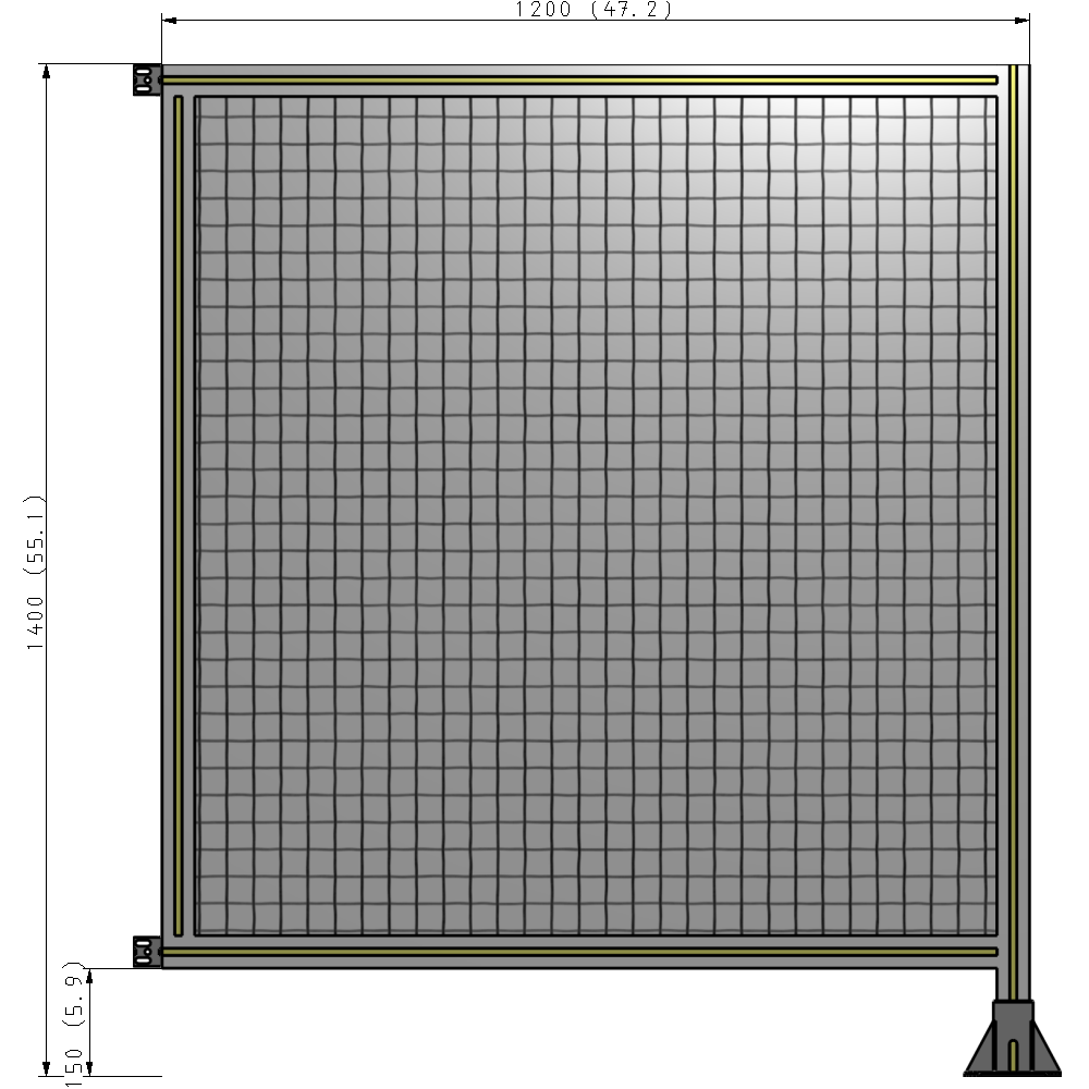 A2-1400-1200-0150-HYMFA SINGLE PANEL-LEG ON RIGHT WITH HINGES 1400MM X 1200MM  1" MESH, FULLY ASSEMBLED
