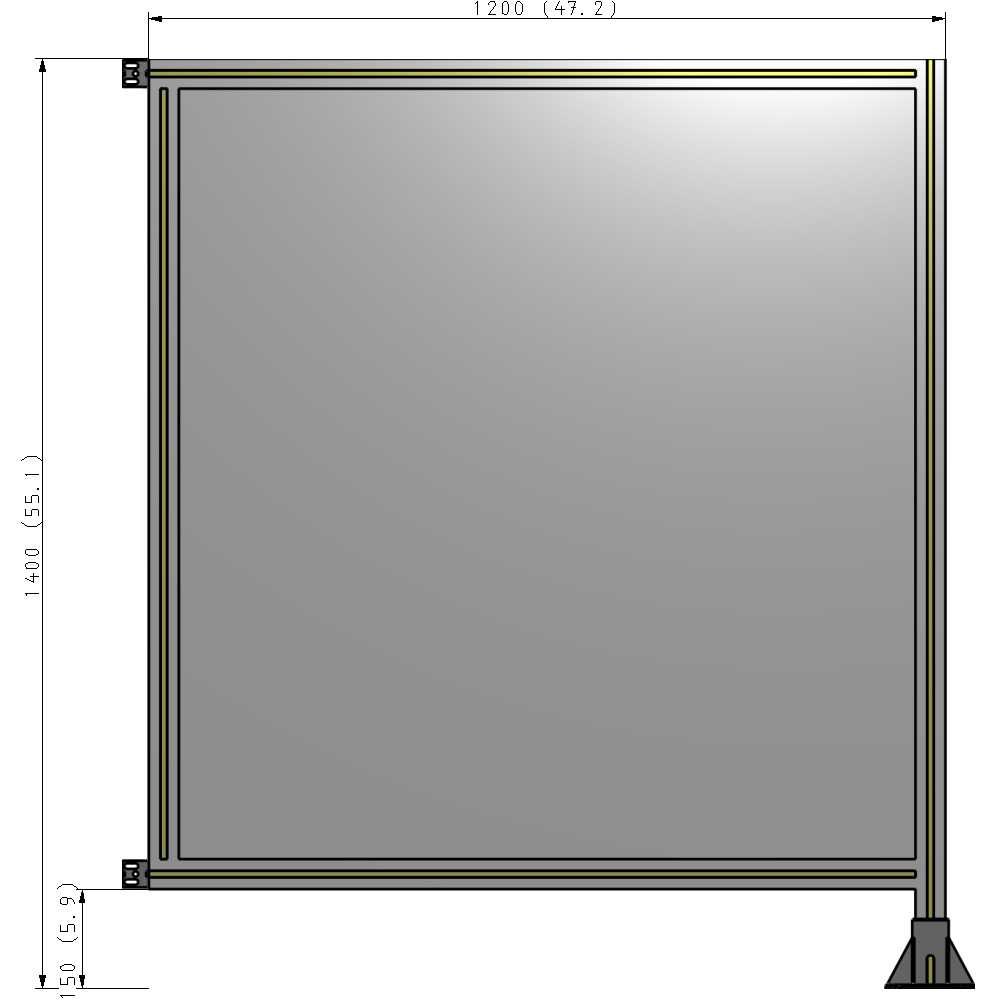 A2-1400-1200-0150-HYPFK SINGLE PANEL-LEG ON RIGHT WITH HINGES 1400MM X 1200MM  1/4" POLYCARBONATE, AS A KIT