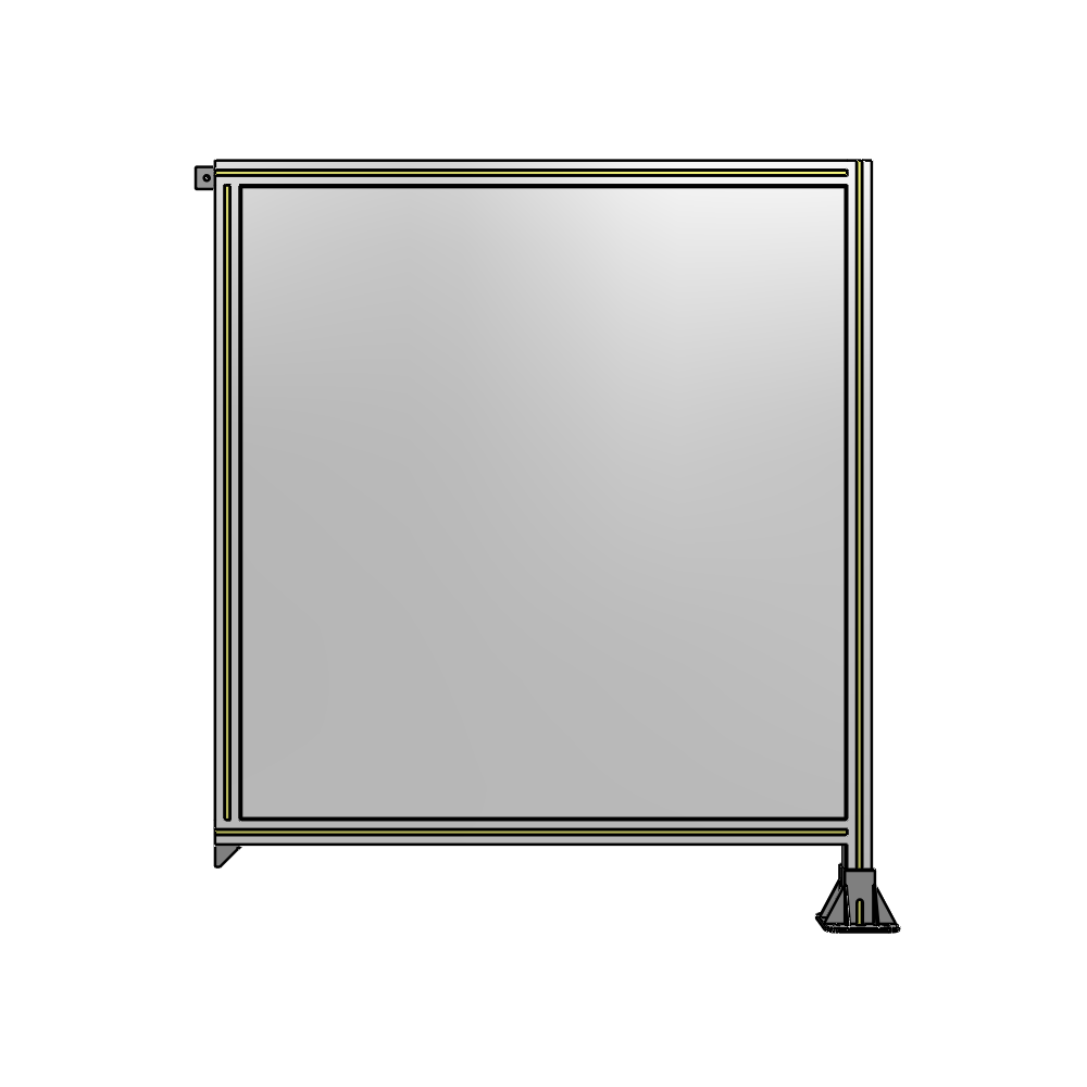 A2-1400-1200-0150-TYPFA SINGLE PANEL-LEG ON RIGHT WITH TIE PLATES AND ANGLE 1400MM X 1200MM  1/4" POLYCARBONATE, ASSEMBLED