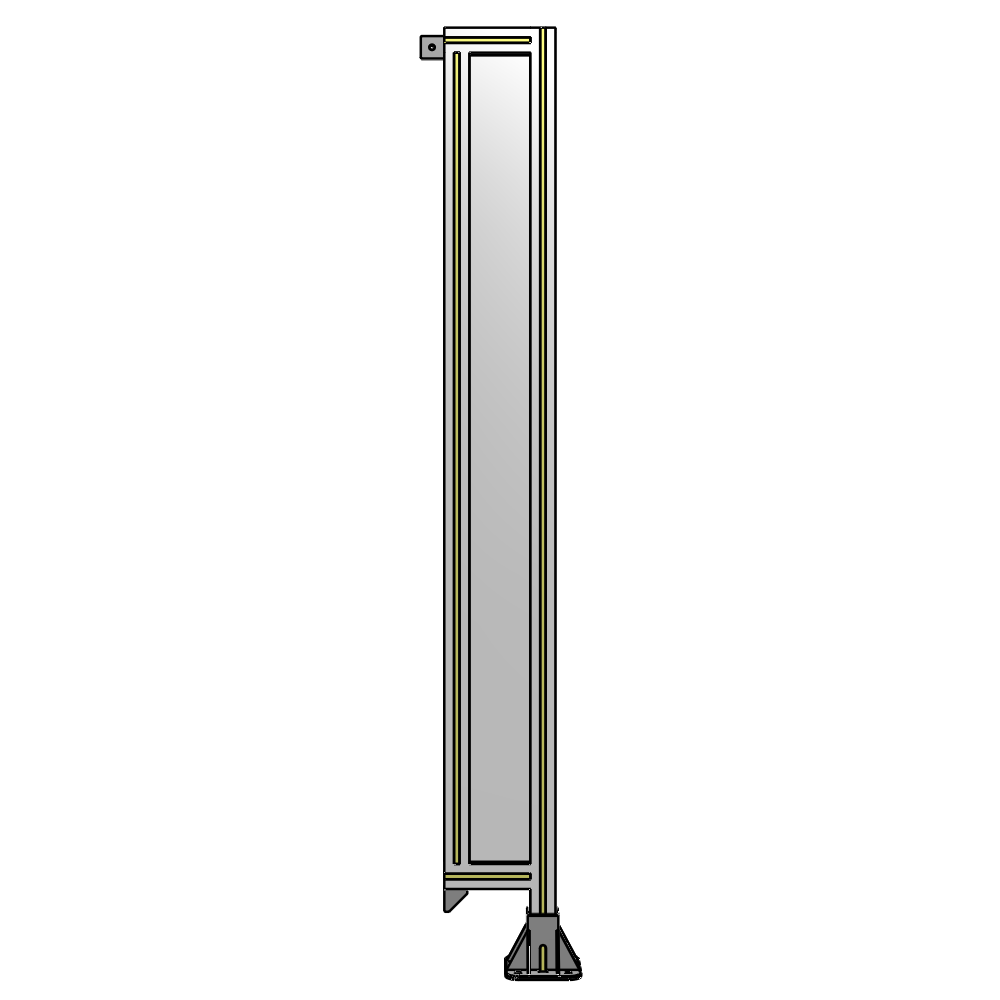 A2-1700-0200-0150-TYPFA SINGLE PANEL-LEG ON RIGHT WITH TIE PLATES AND ANGLE 1700MM X 200MM  1/4" POLYCARBONATE, ASSEMBLED