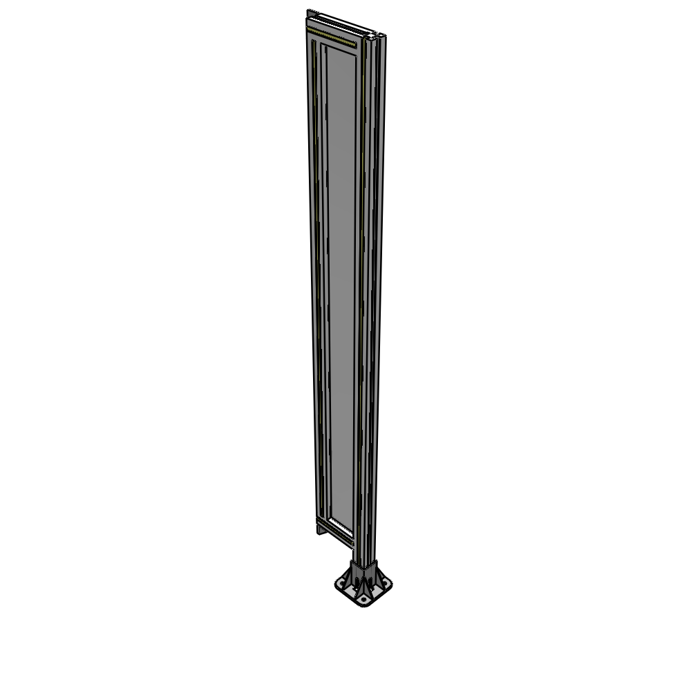 A2-1700-0200-0150-TYPFA SINGLE PANEL-LEG ON RIGHT WITH TIE PLATES AND ANGLE 1700MM X 200MM  1/4" POLYCARBONATE, ASSEMBLED