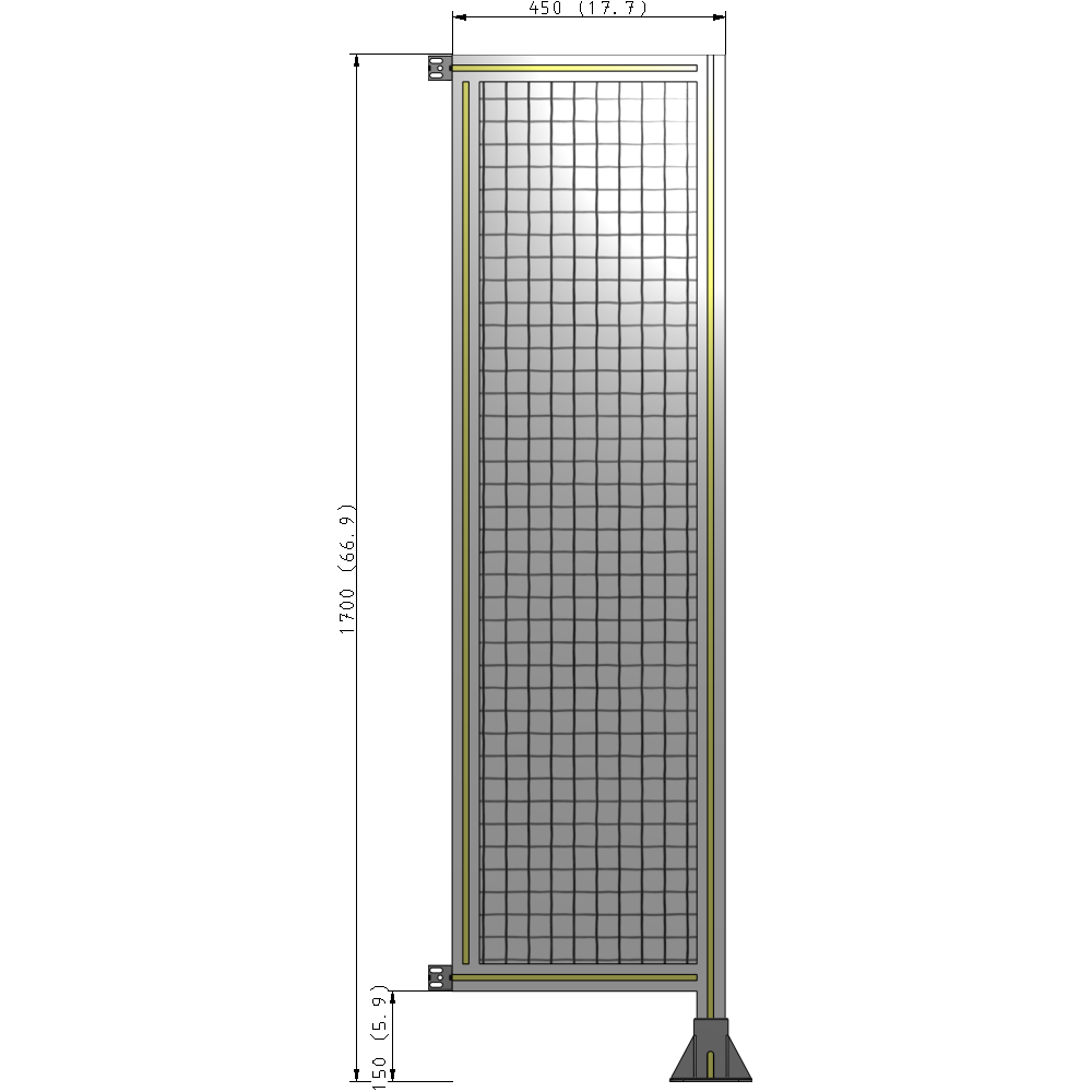 A2-1700-0450-0150-HYMFA SINGLE PANEL-LEG ON RIGHT WITH HINGES 1700MM X 450MM  1" MESH, FULLY ASSEMBLED