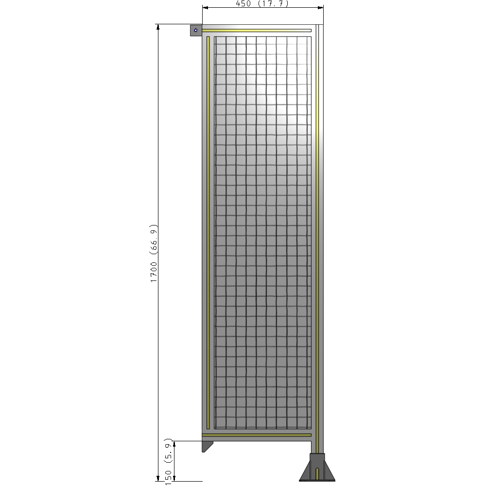 A2-1700-0450-0150-TYMFA SINGLE PANEL-LEG ON RIGHT WITH TIE PLATES AND ANGLE 1700MM X 450MM  1" MESH, FULLY ASSEMBLED