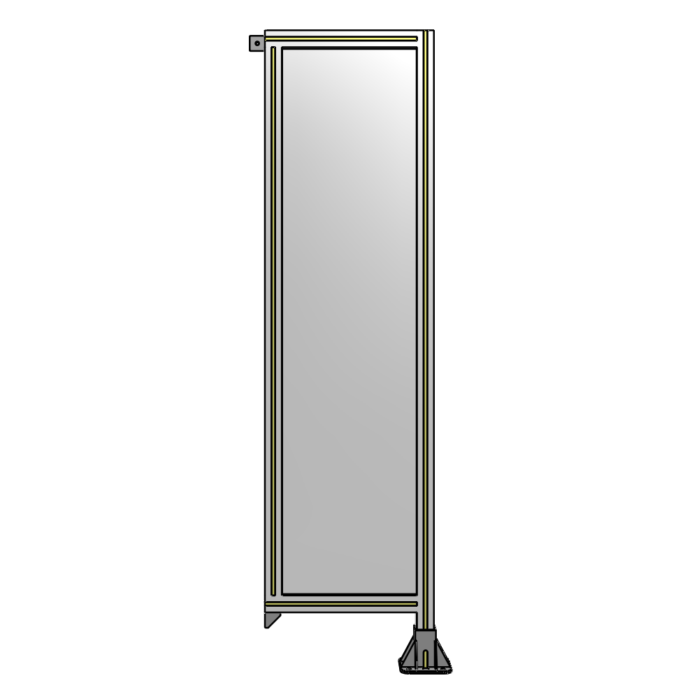 A2-1700-0450-0150-TYPFA SINGLE PANEL-LEG ON RIGHT WITH TIE PLATES AND ANGLE 1700MM X 450MM  1/4" POLYCARBONATE, ASSEMBLED