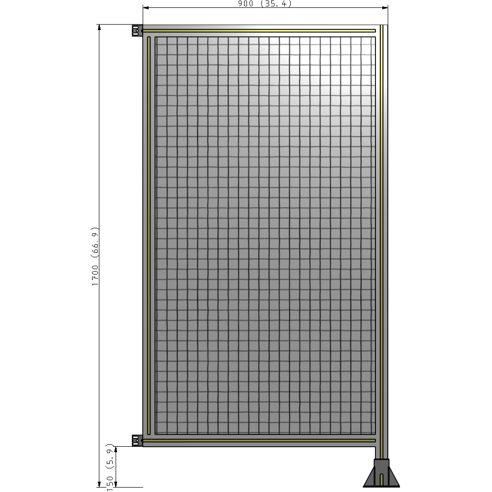 A2-1700-0900-0150-HYMFA SINGLE PANEL-LEG ON RIGHT WITH HINGES 1700MM X 900MM  1" MESH, FULLY ASSEMBLED