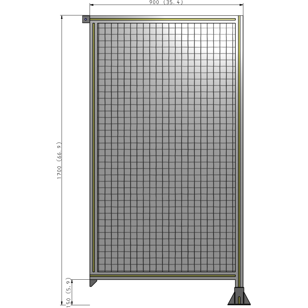A2-1700-0900-0150-TYMFK SINGLE PANEL-LEG ON RIGHT WITH TIE PLATES AND ANGLE 1700MM X 900MM  1" MESH, AS A KIT