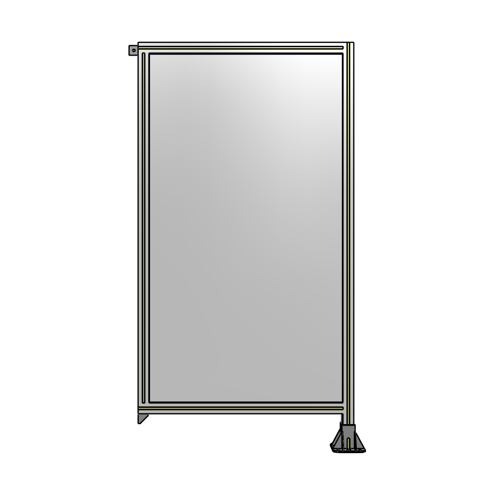 A2-1700-0900-0150-TYPFK SINGLE PANEL-LEG ON RIGHT WITH TIE PLATES AND ANGLE 1700MM X 900MM  1/4" POLYCARBONATE, AS A KIT